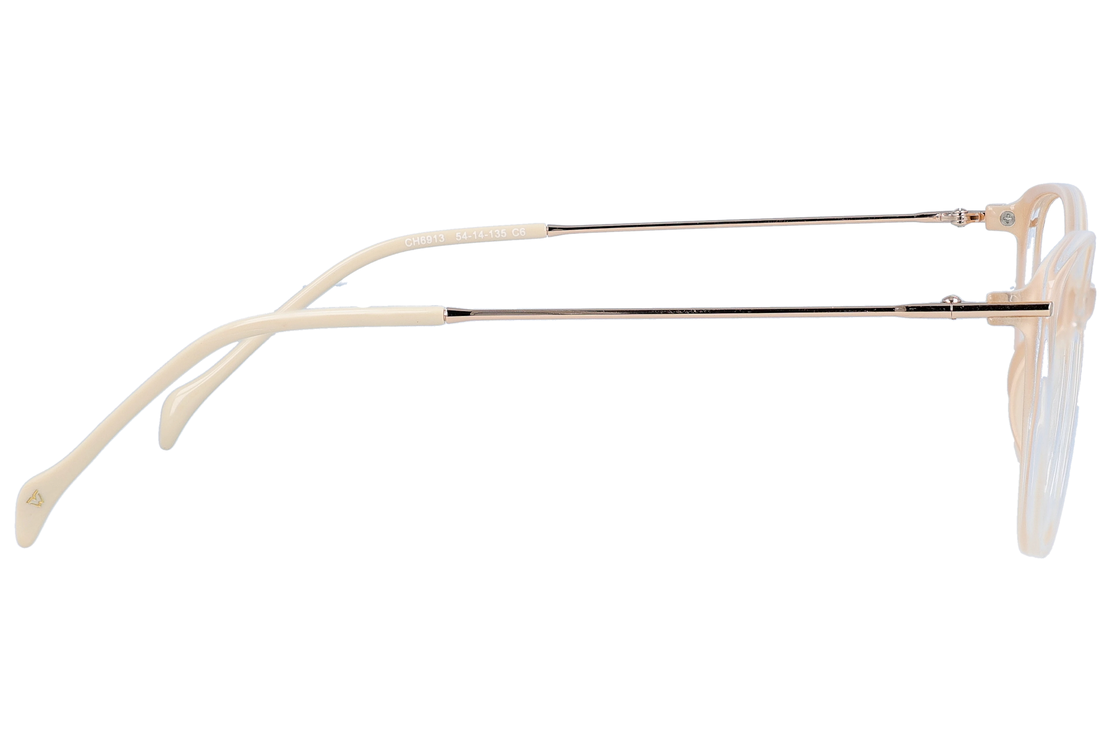Cat Eye Eyeglasses RL1328 Cream Medium optical frame side view, highlighting the temples