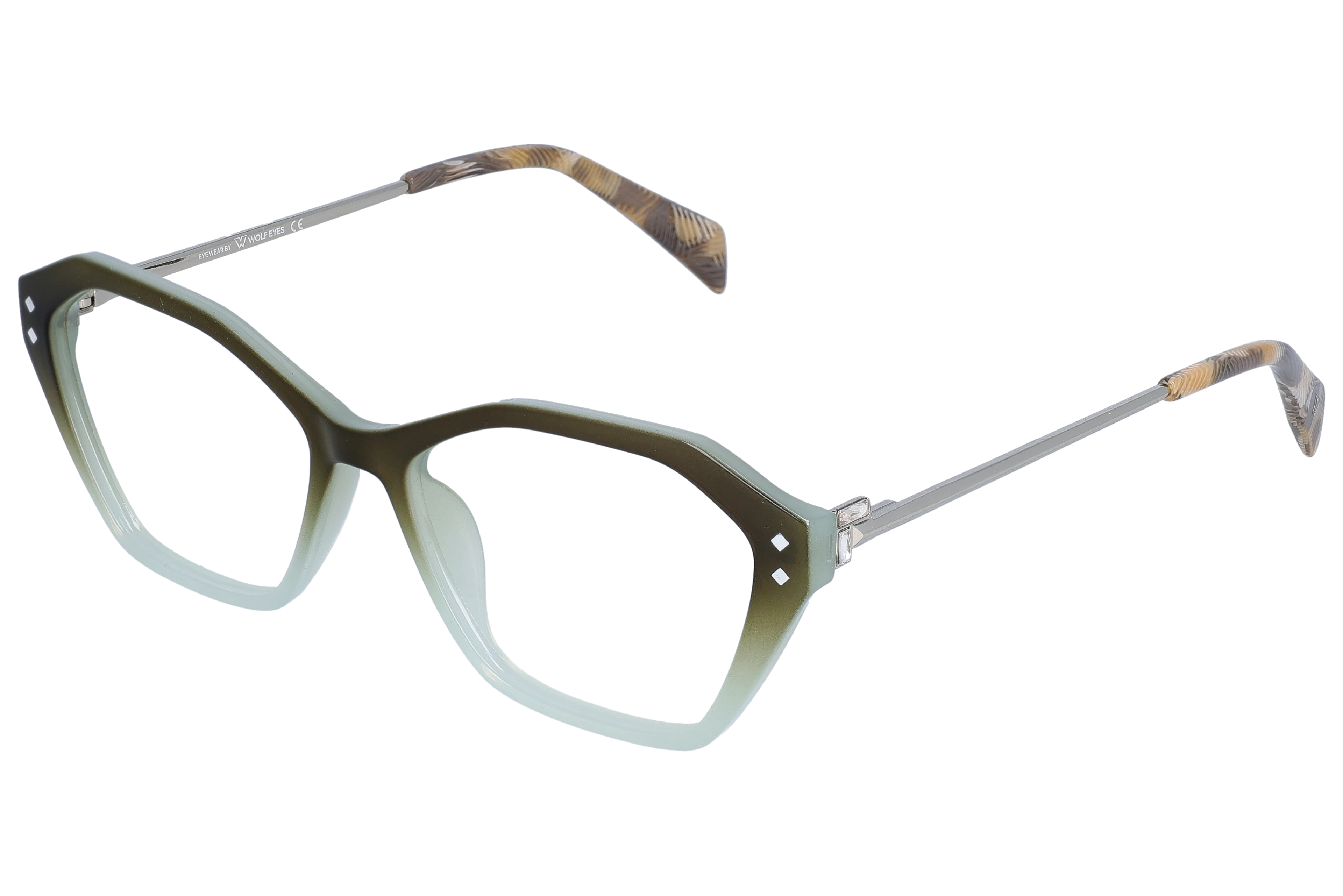 Cat Eye Eyeglasses RL1357 Green Medium optical frame angled view for better detail