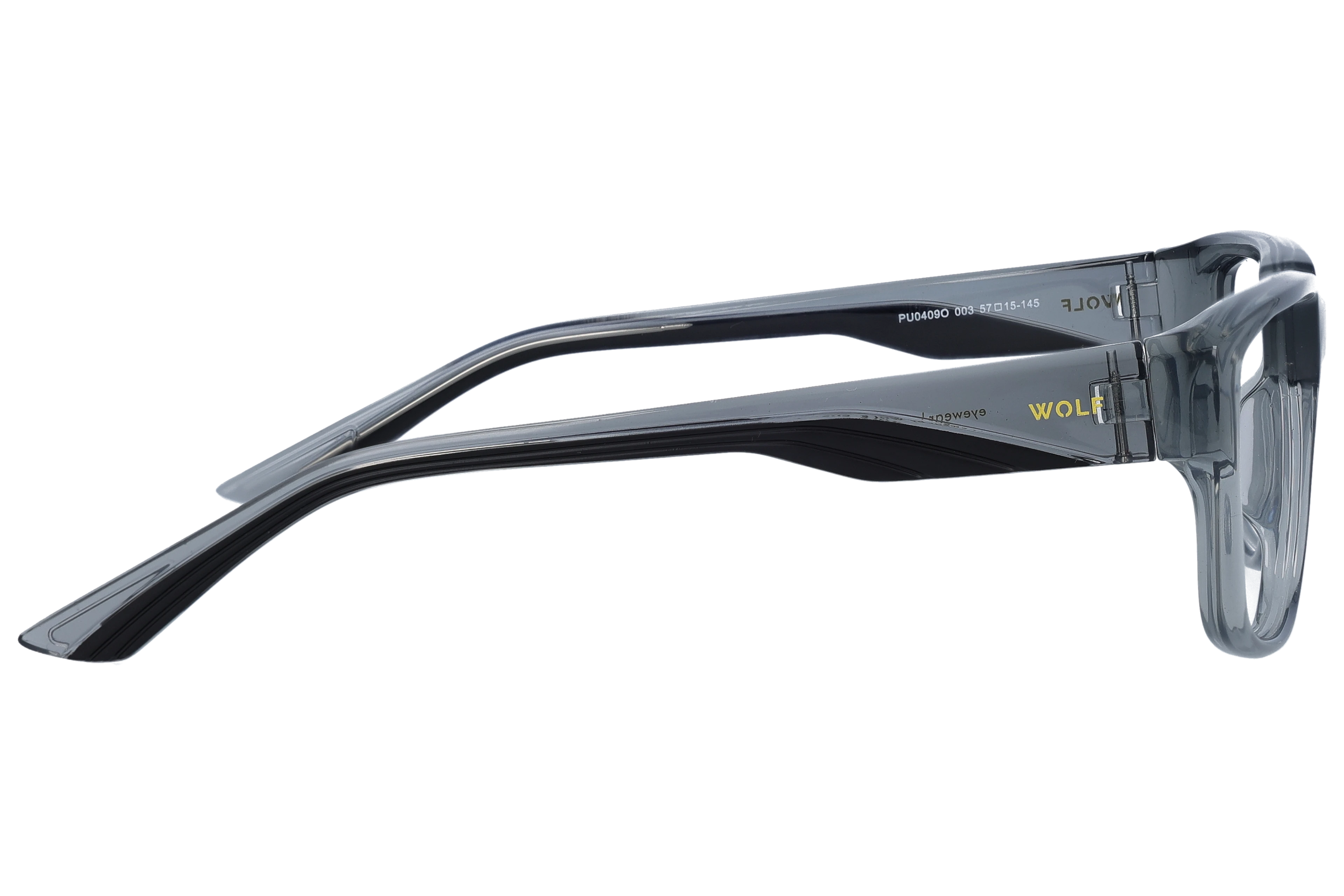Square Eyeglasses RL1311 Grey Large optical frame side view, highlighting the temples