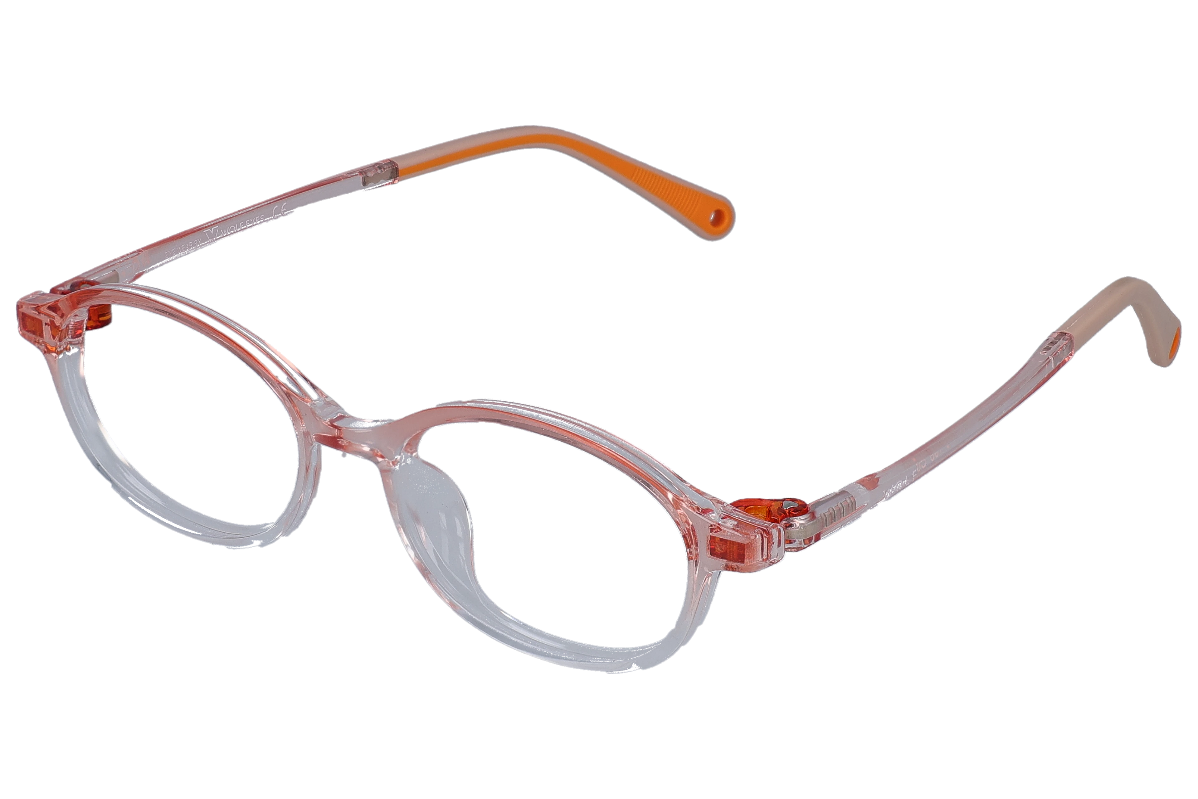 Oval Eyeglasses RL1305 Orange Small optical frame angled view for better detail