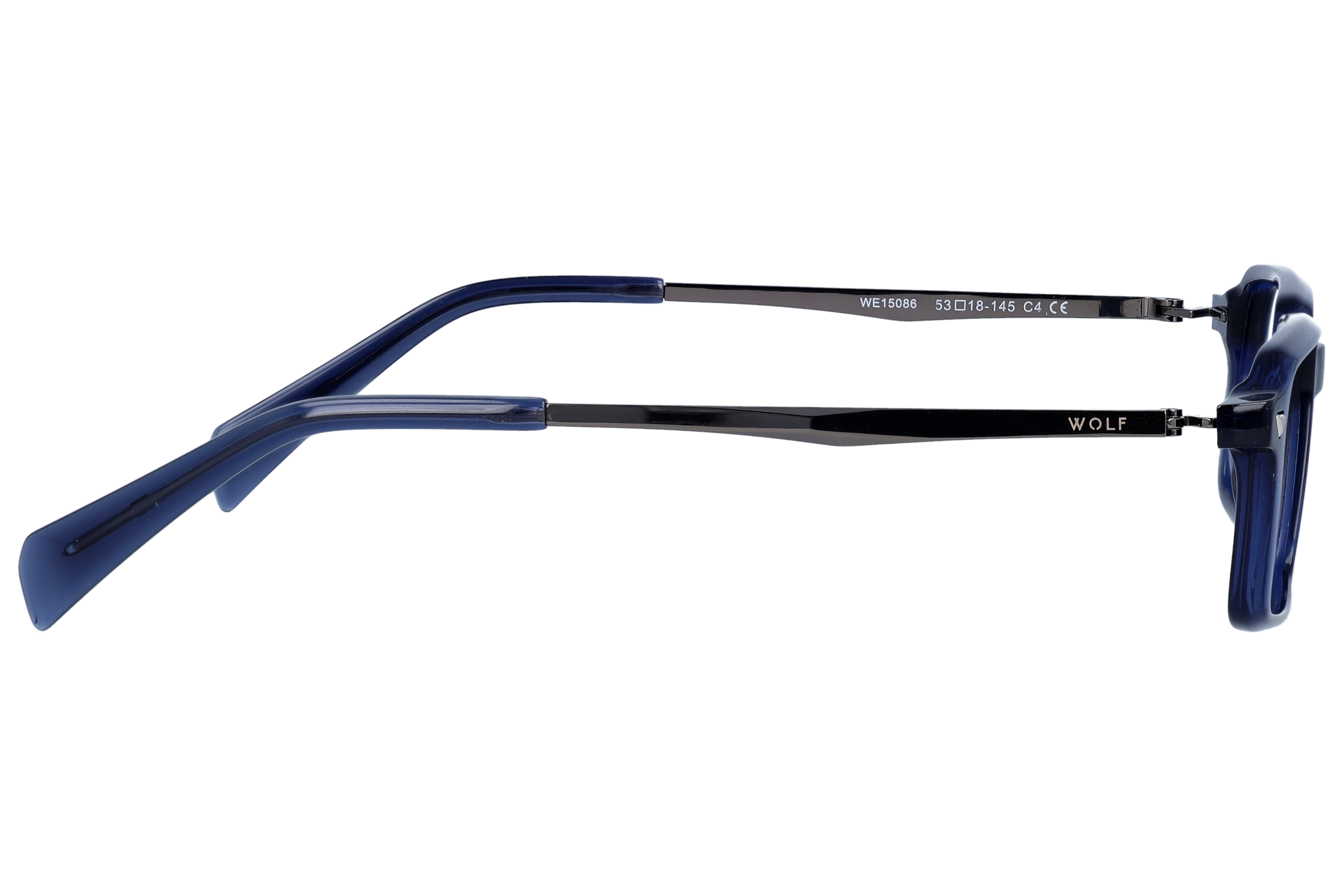 Rectangle Eyeglasses RL1308 Blue Medium optical frame side view, highlighting the temples