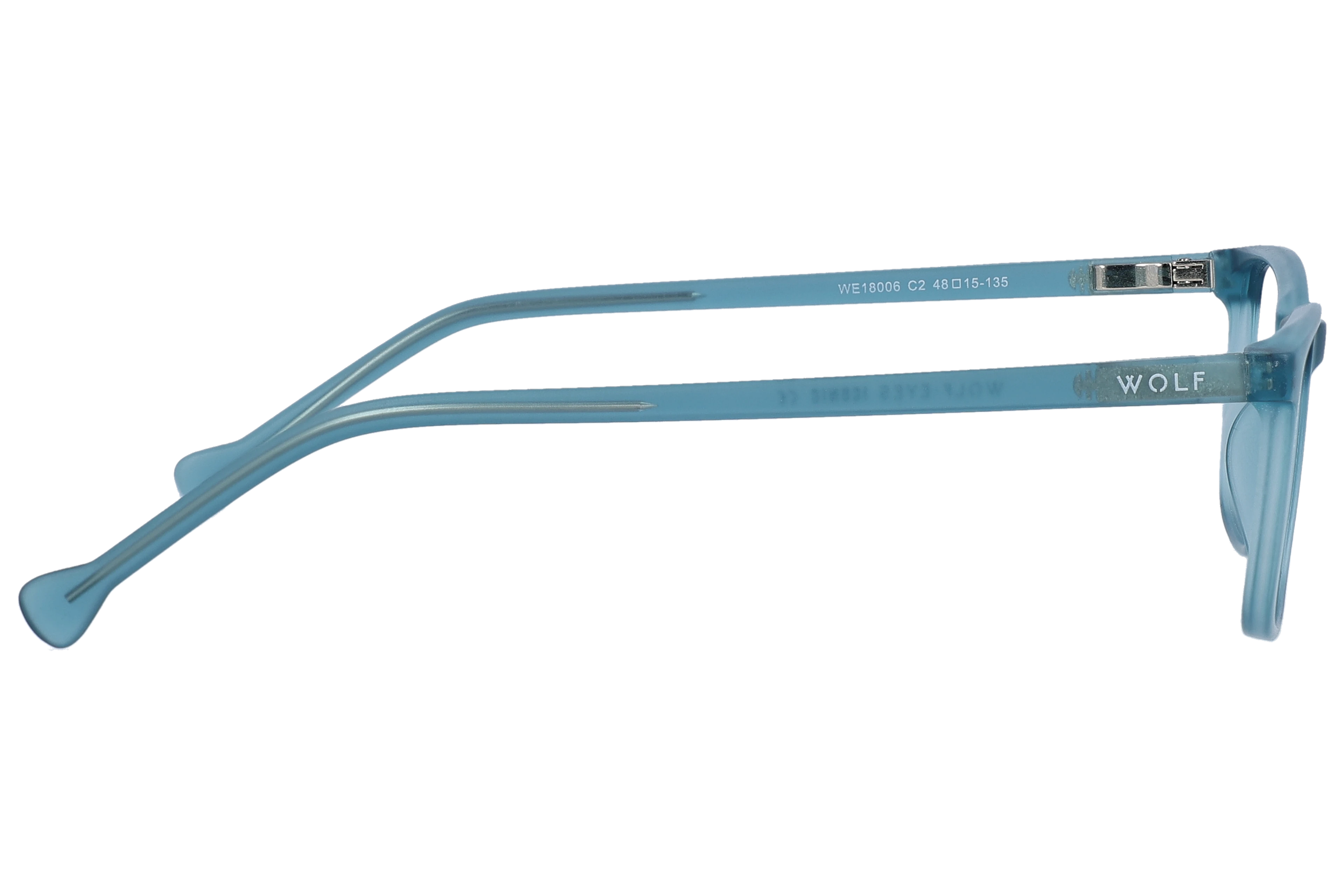 Rectangle Eyeglasses RL1322 Teal Small optical frame side view, highlighting the temples