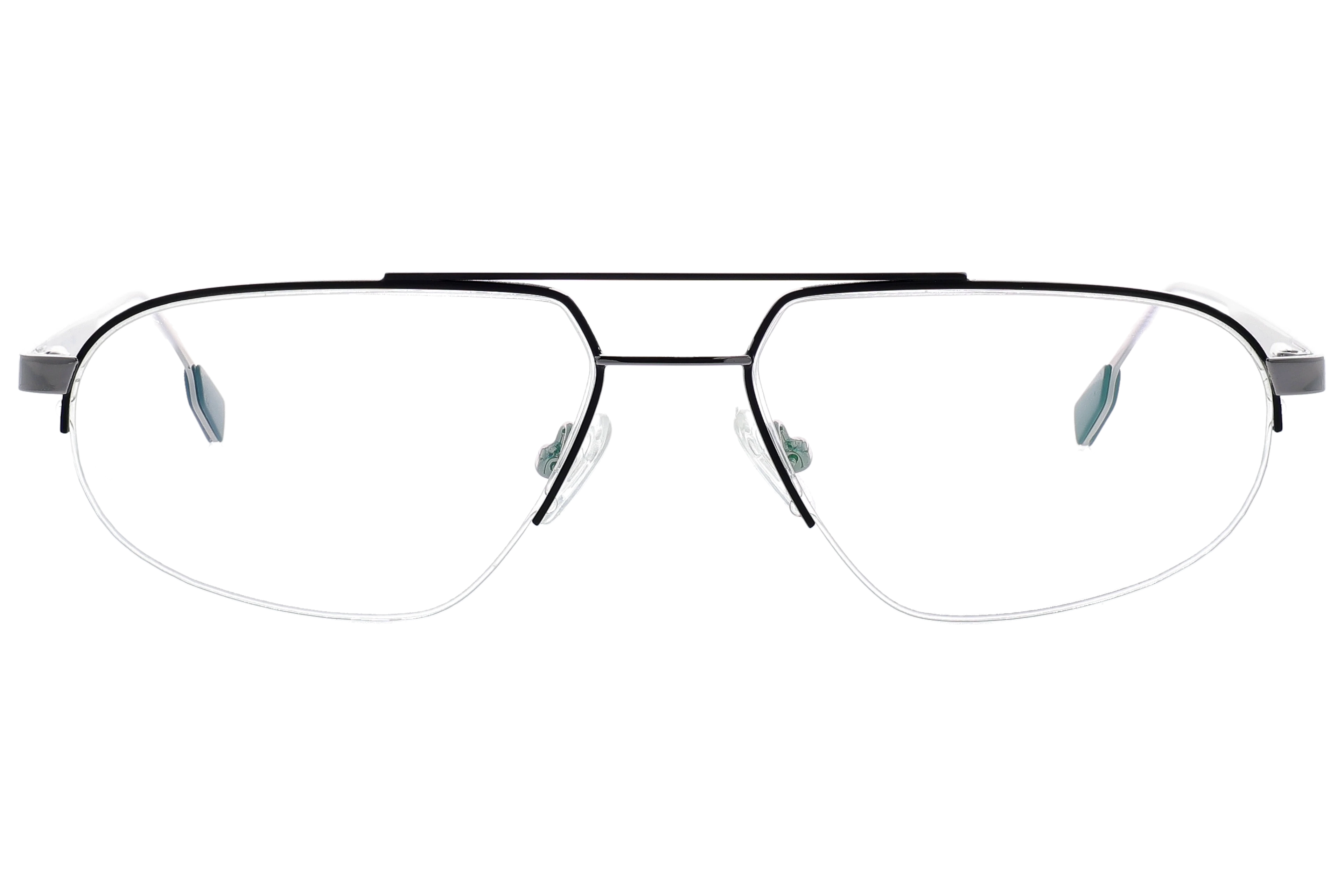 Oval Eyeglasses RL1313 Black Large optical frame front view with arms open