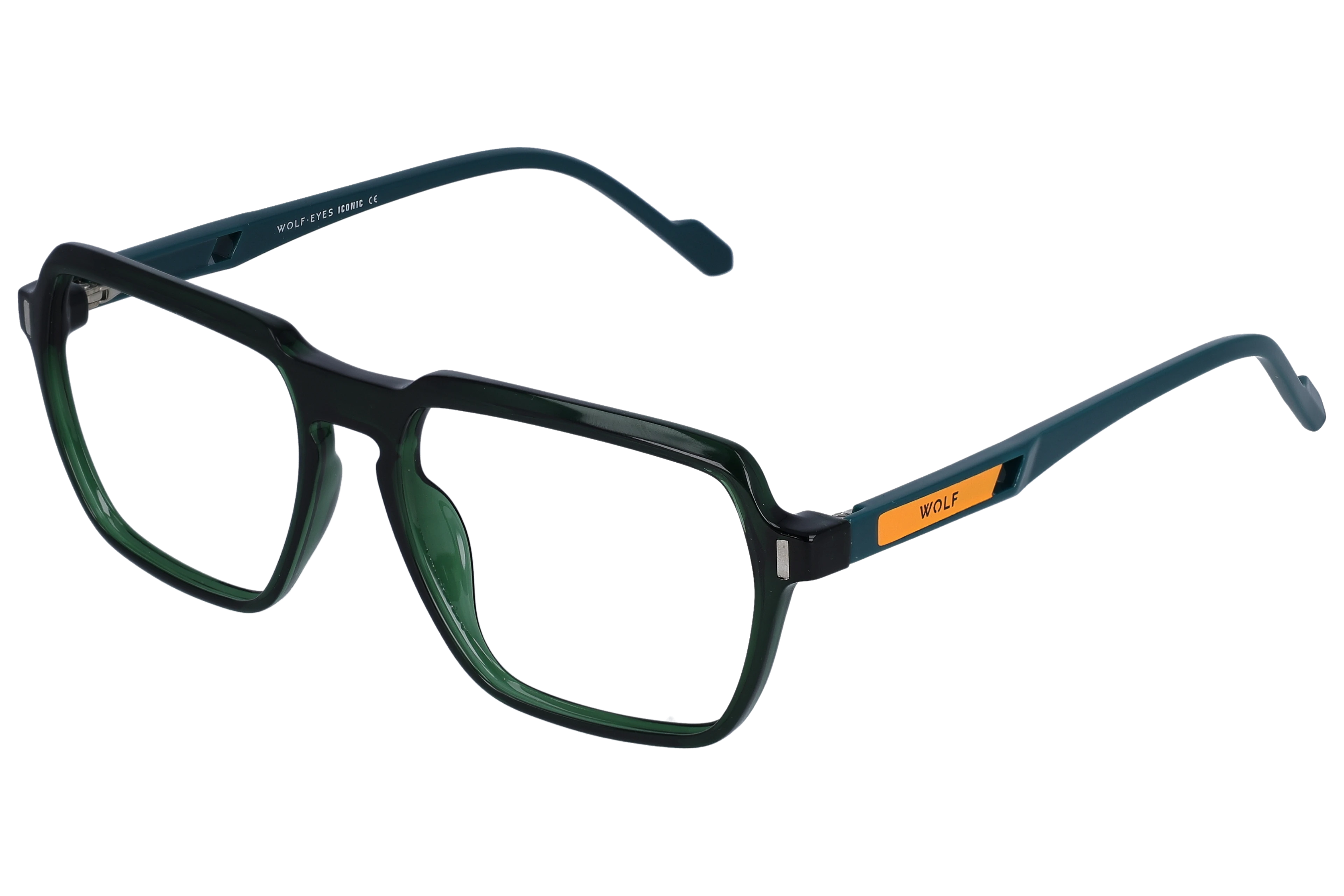 Square Eyeglasses RL1339 Green Large optical frame angled view for better detail