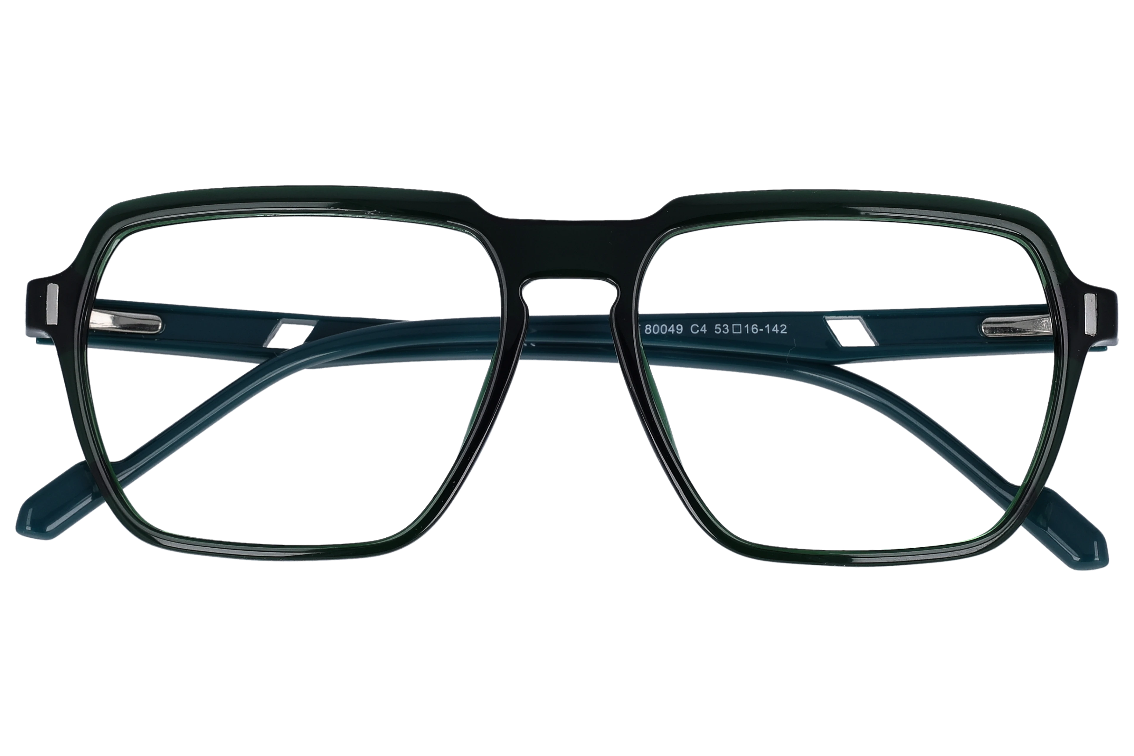 Square Eyeglasses RL1339 Green Large optical frame front view close-up
