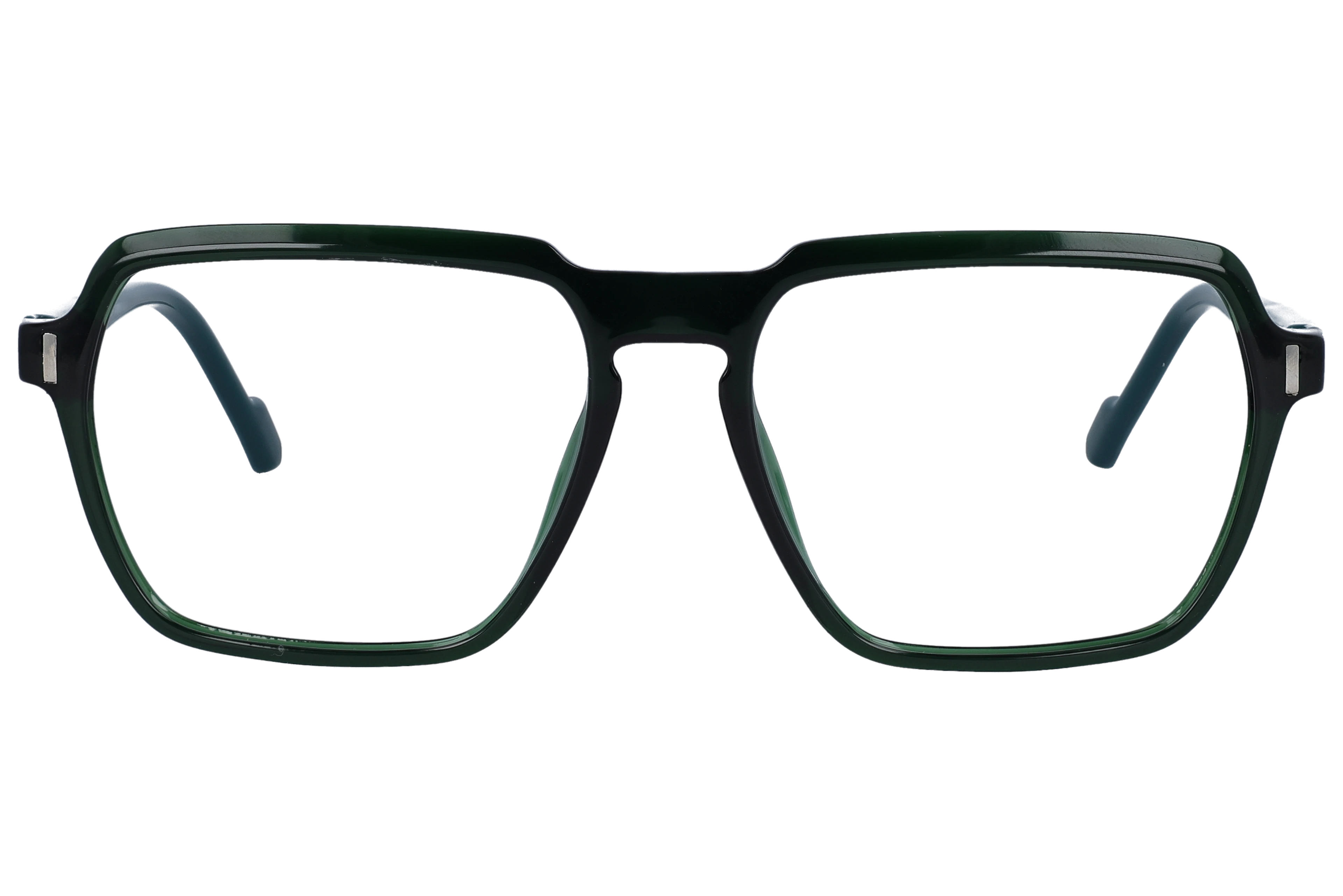 Square Eyeglasses RL1339 Green Large optical frame front view with arms open