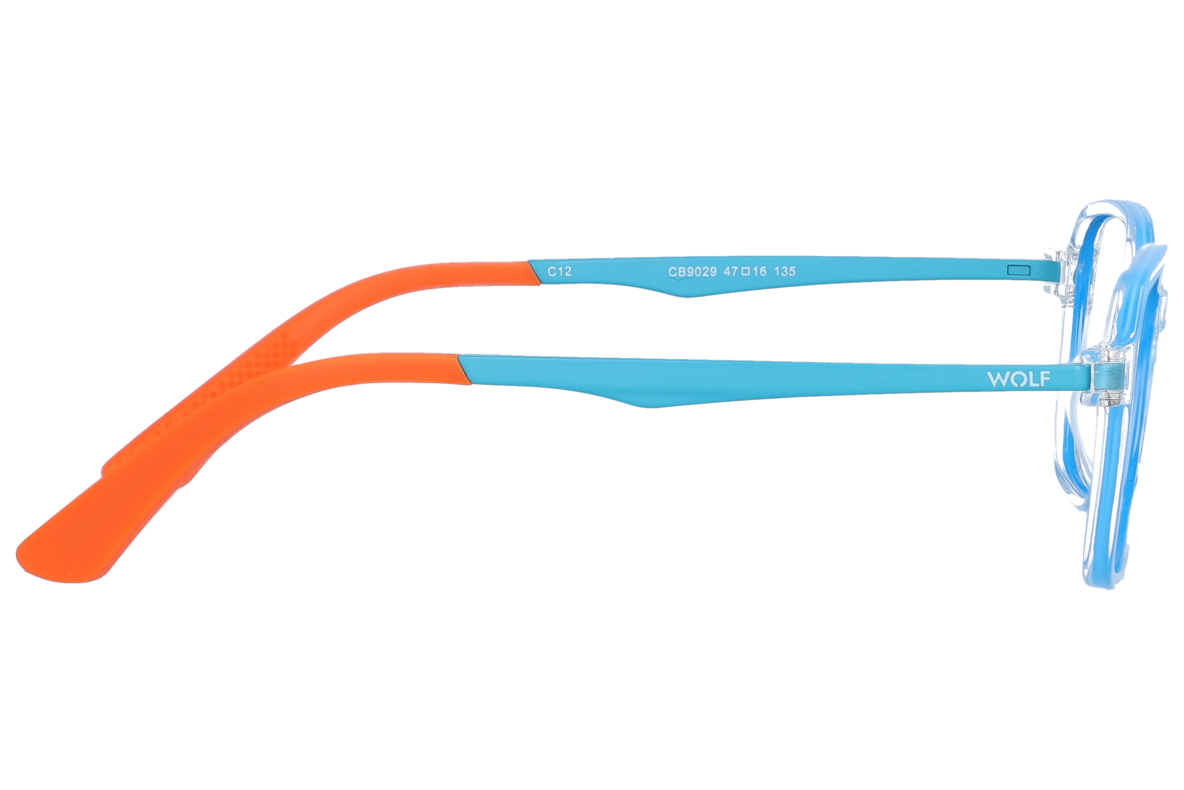Square Eyeglasses RL1304 Blue Small optical frame side view, highlighting the temples
