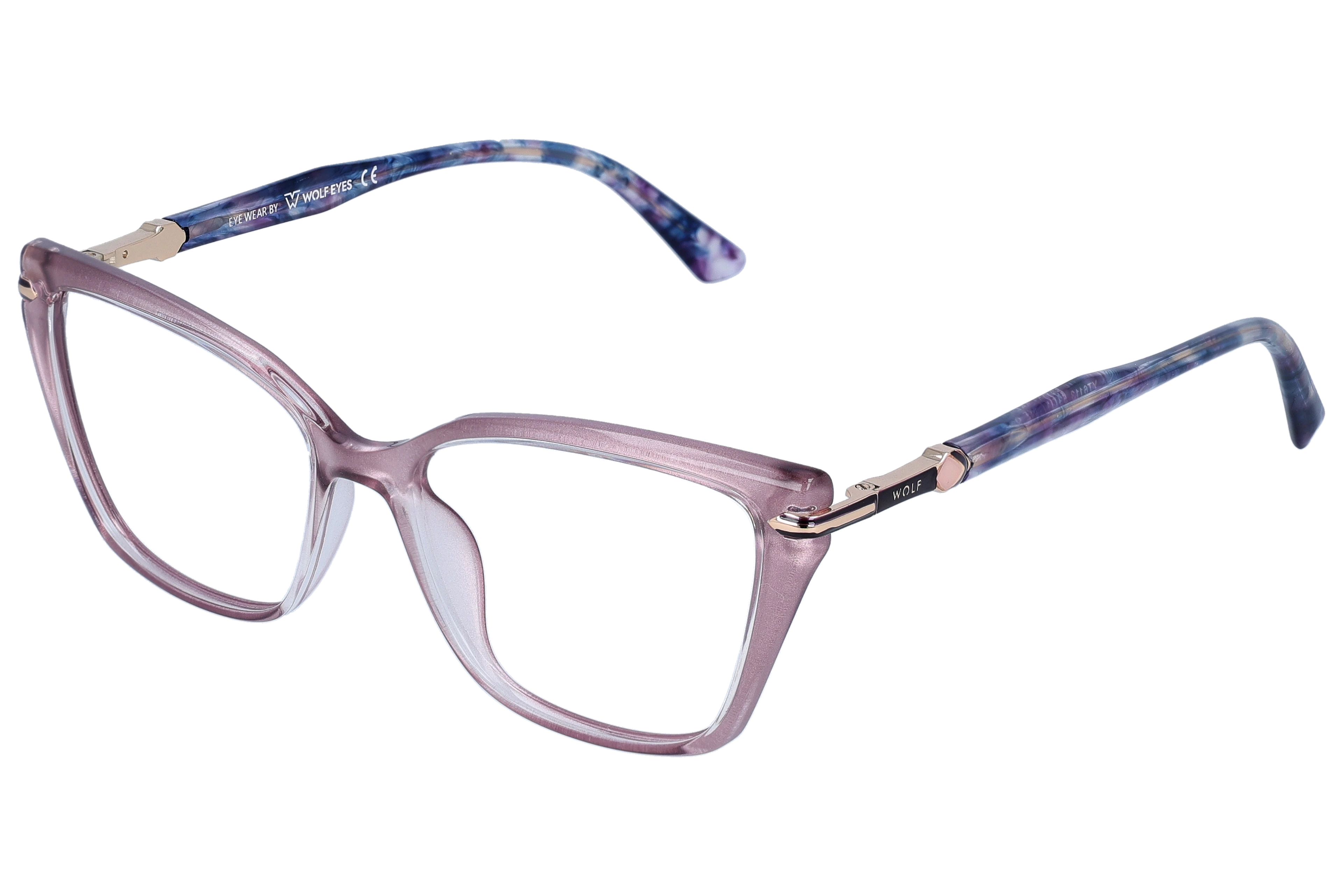 Cat Eye Eyeglasses RL1331 Pink Medium optical frame angled view for better detail